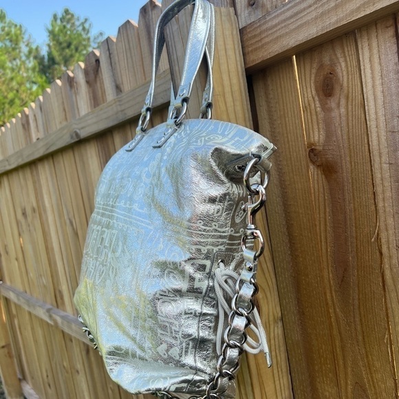 Coach Poppy Silver Spotlight Limited Edition Story Patch Leather Bag RARE 15899 - Picture 11 of 16